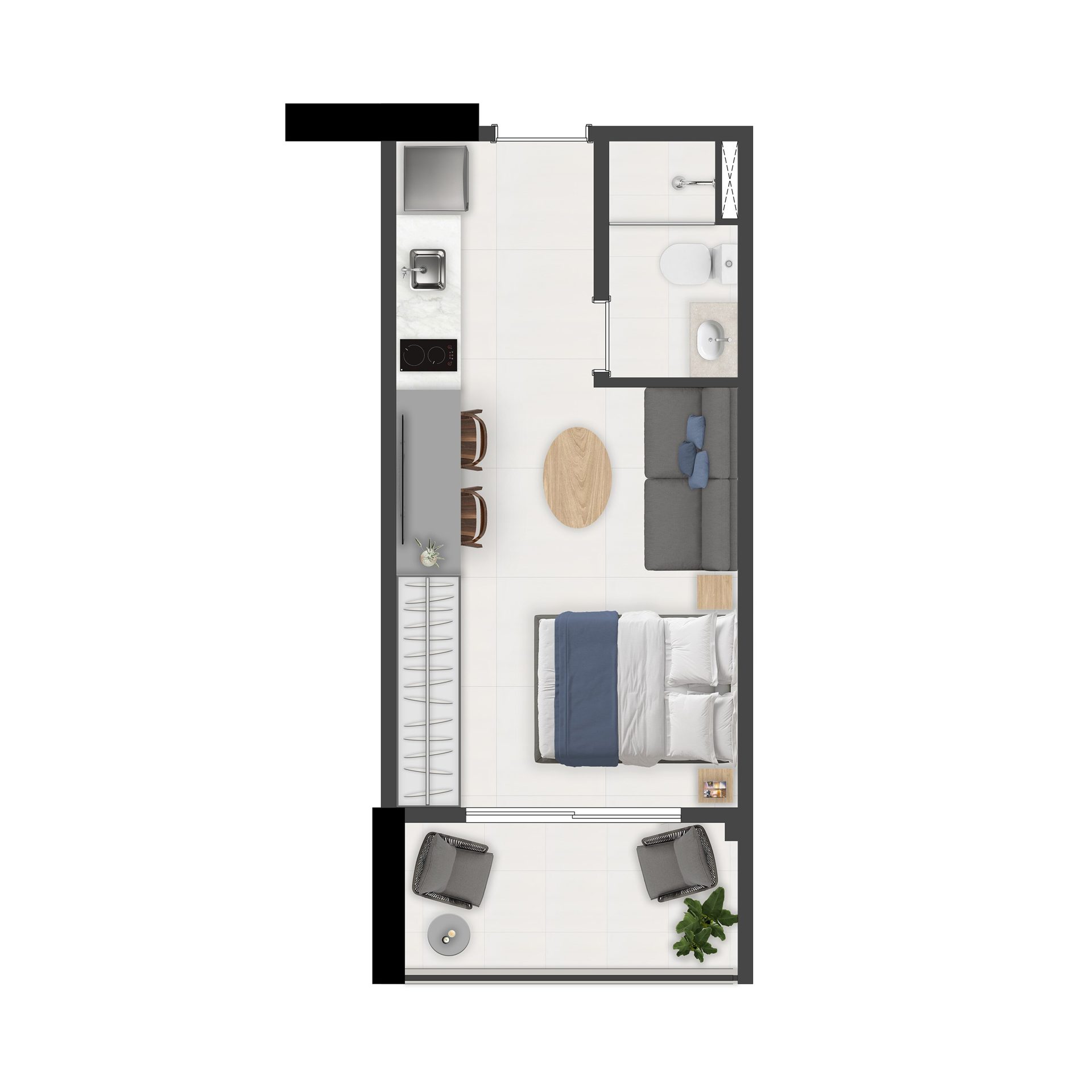 Planta de 26 m² — studio do Brás 120