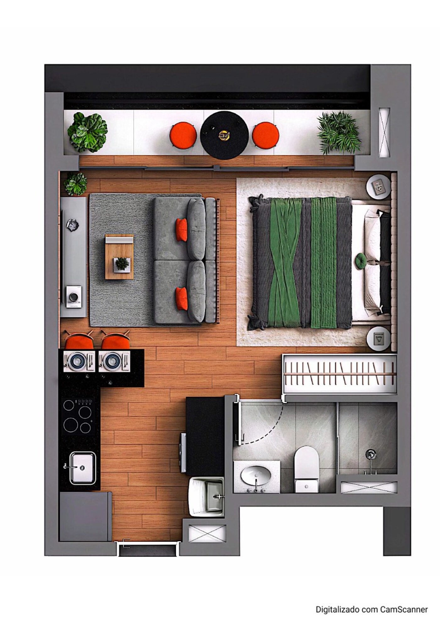 Planta de Tipologia 01 do DUO Stay Residence