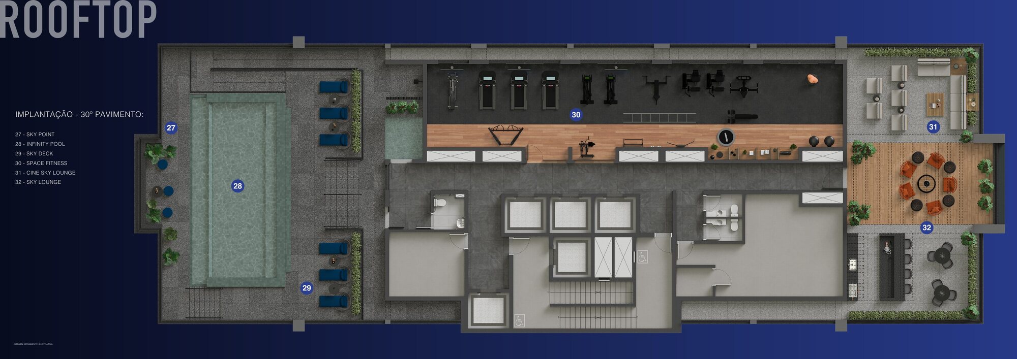 Implantação do 30º pavimento — DUO Stay Residence