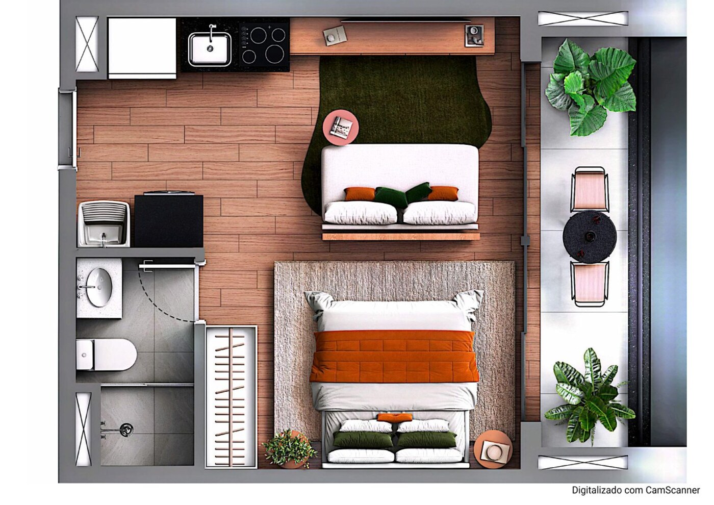 Planta de Tipologia 02 do DUO Stay Residence