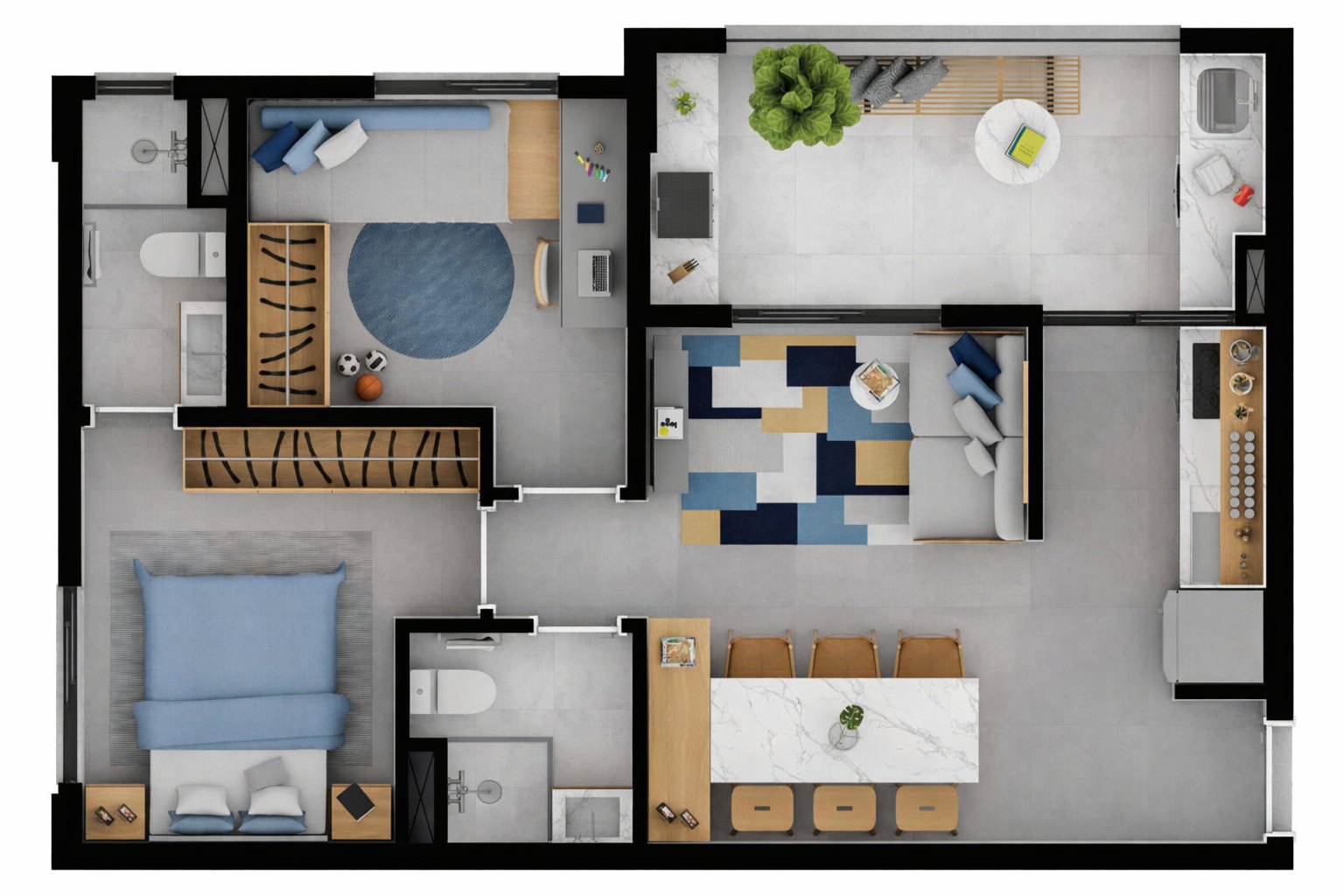 Planta de 57 m² do Feeling Casa Verde