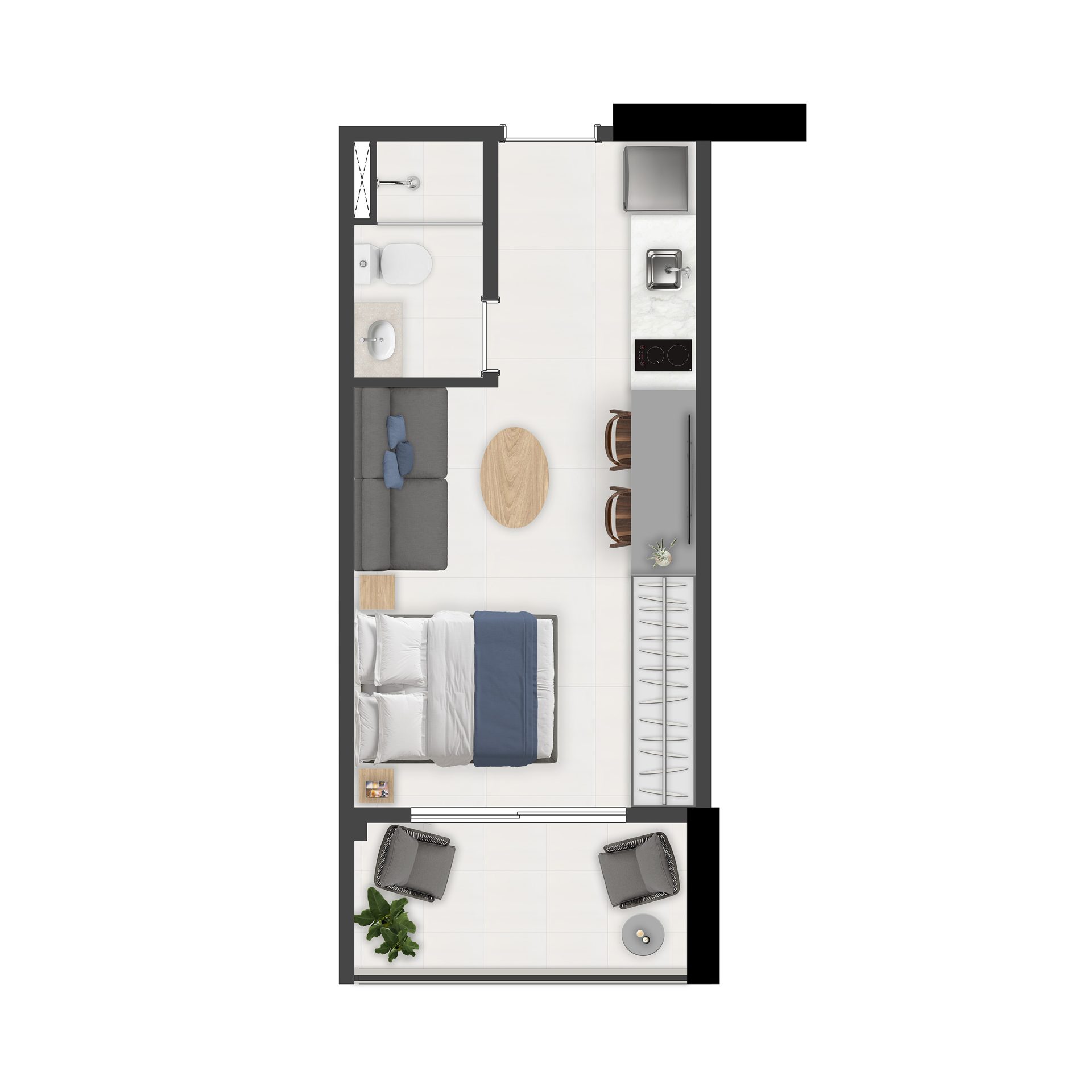 Planta de 26 m² — studio do Brás 120